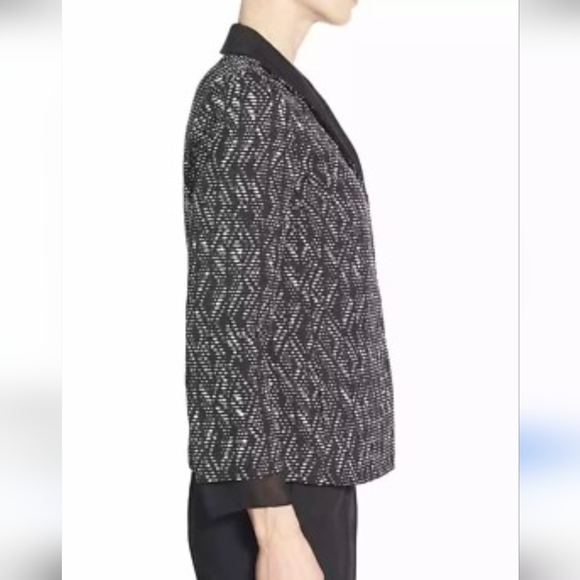 Lafayette 148 New York Black White Woven Jacket - Picture 3 of 14